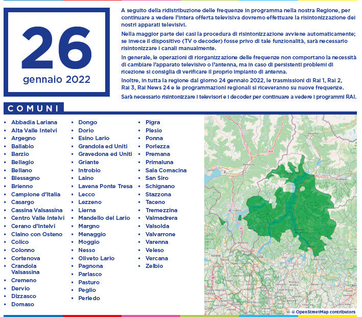 lista comuni 26 gennaio lombardia